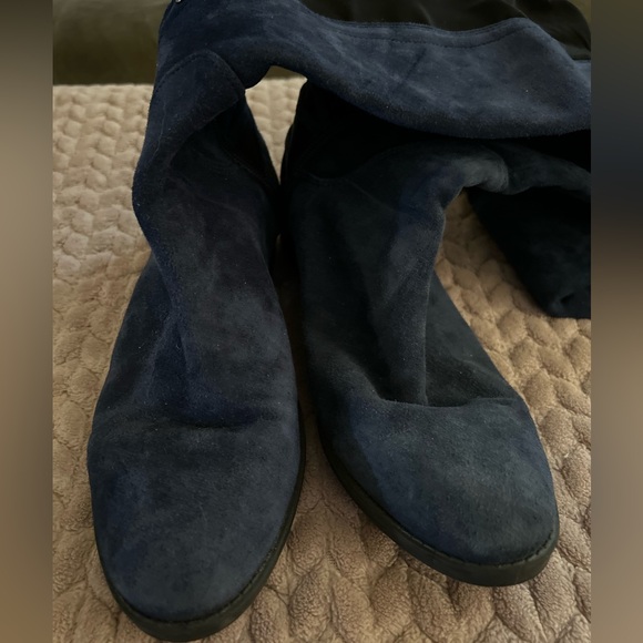 Vince Camuto Blue Genuine Suede BOOTS Knee-high women 7.5 Black Stretch Fabric